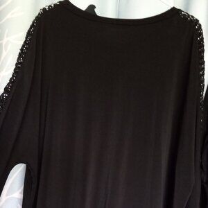 🌠 #83) Linda Leal Black Dolman Sleeves Top with Embellishment Down Sleevs